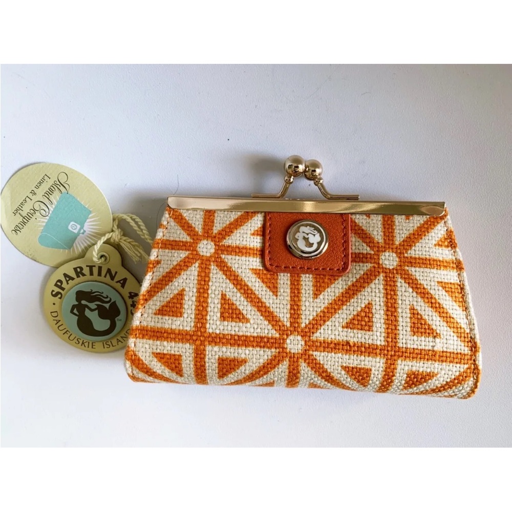 Spartina 449 Orange and Cream Geometric Clutch